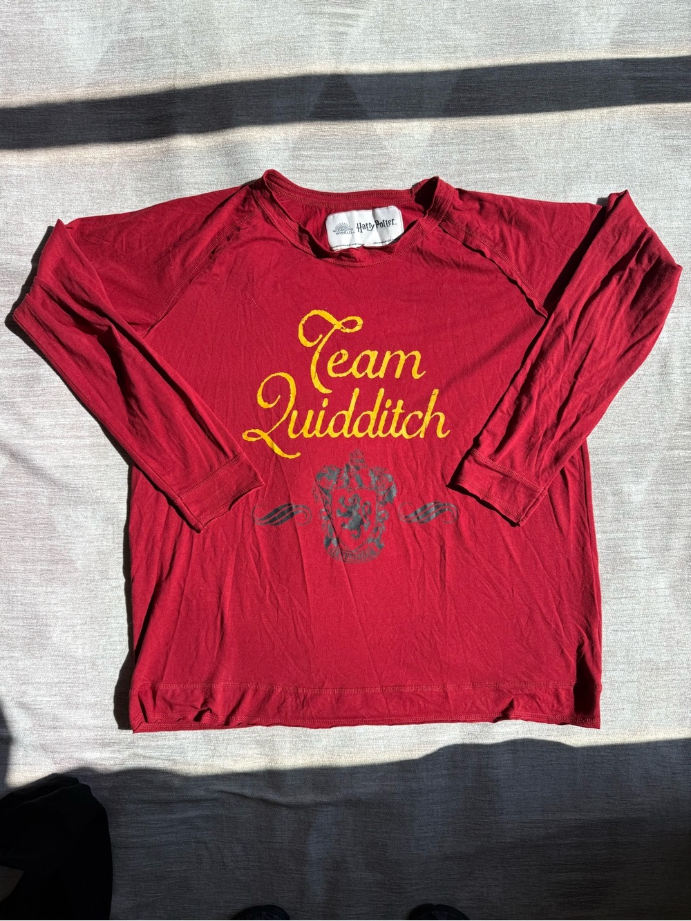 Harry Potter 'Team Quidditch' Burgundy Long Sleeve Sleep Tee Size L